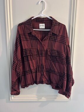 Abercrombie & Fitch Rust and Black Plaid Shirt